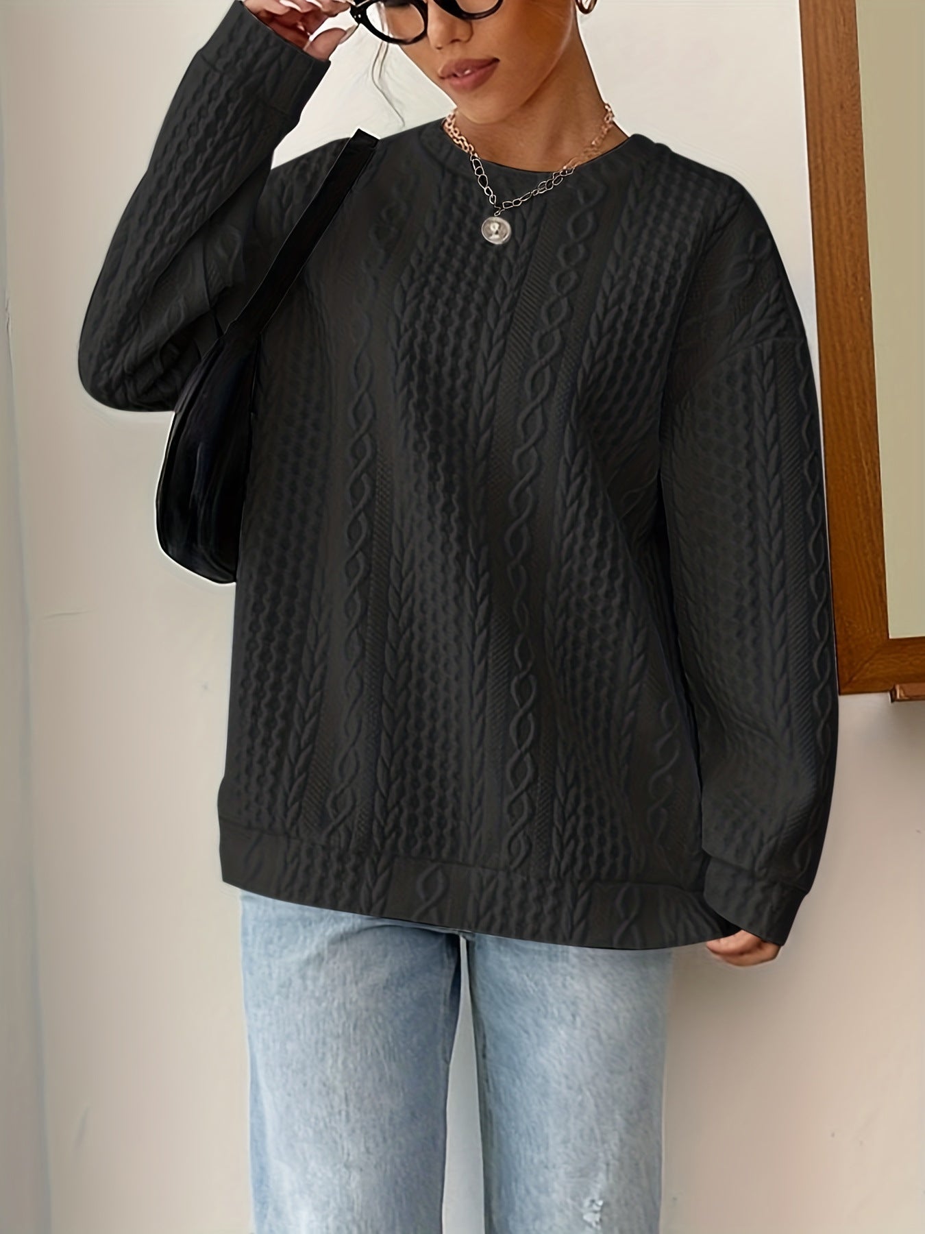 Women's Cable Knit Cozy Sweatshirt berg-feldt