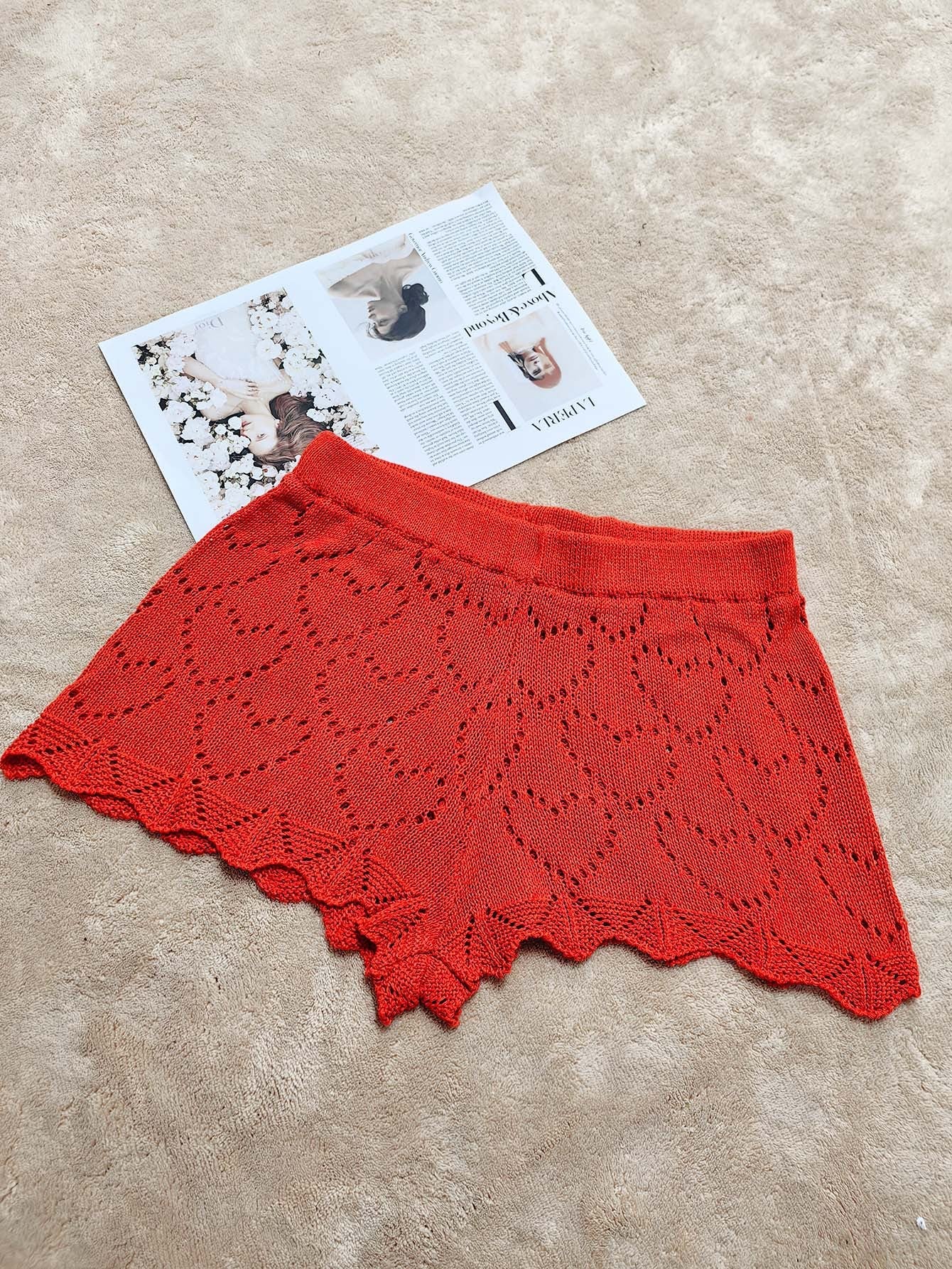 Women's Crochet Heart Pattern Shorts by berg-feldt