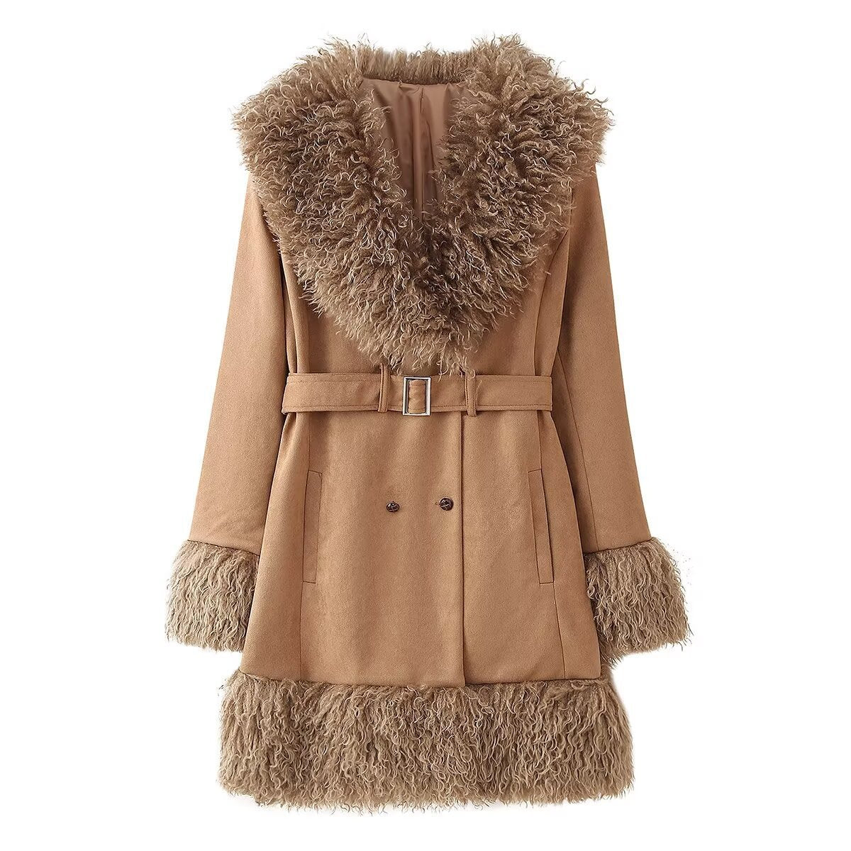 Women's Cozy Faux Fur Collar Utility Coat by berg-feldt