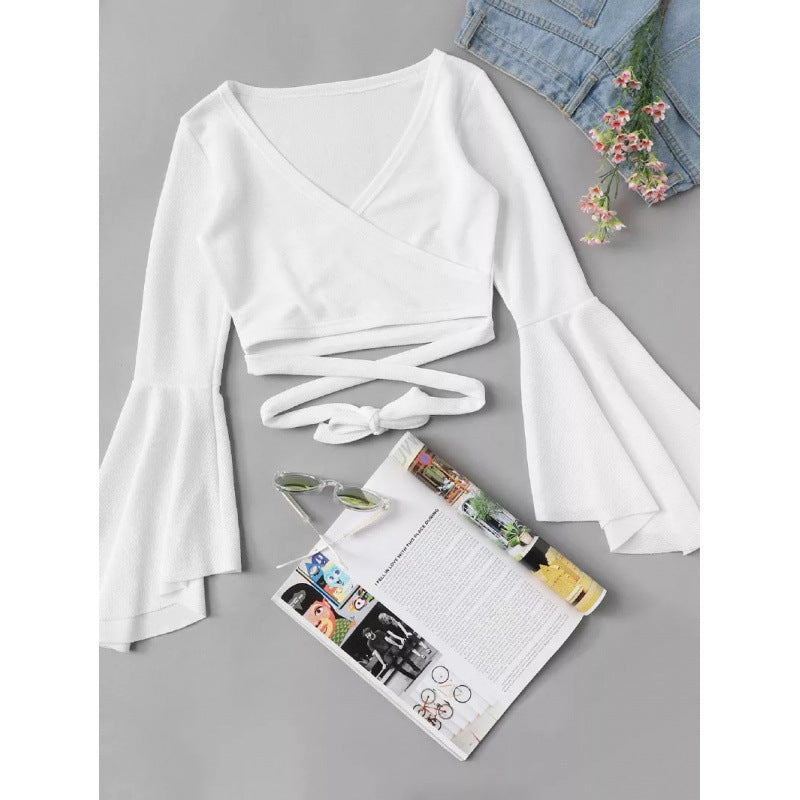 Wickel-Cropped-Top mit weiten Ärmeln von berg-feldt für Damen