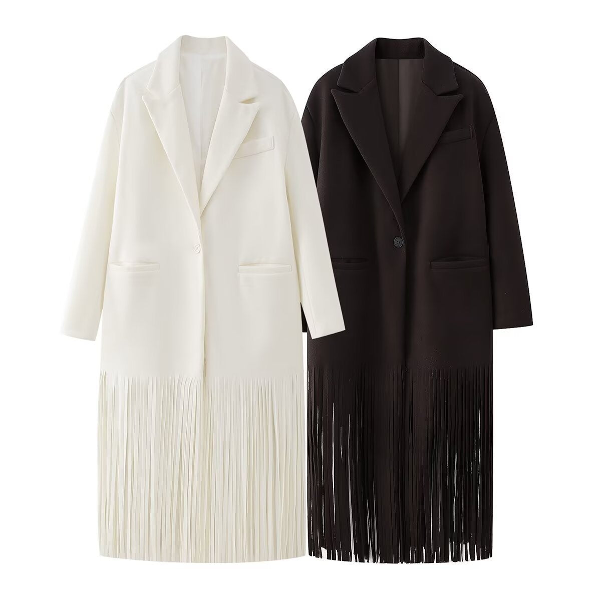 Women's Long Coat with Fringe Detail berg-feldt
