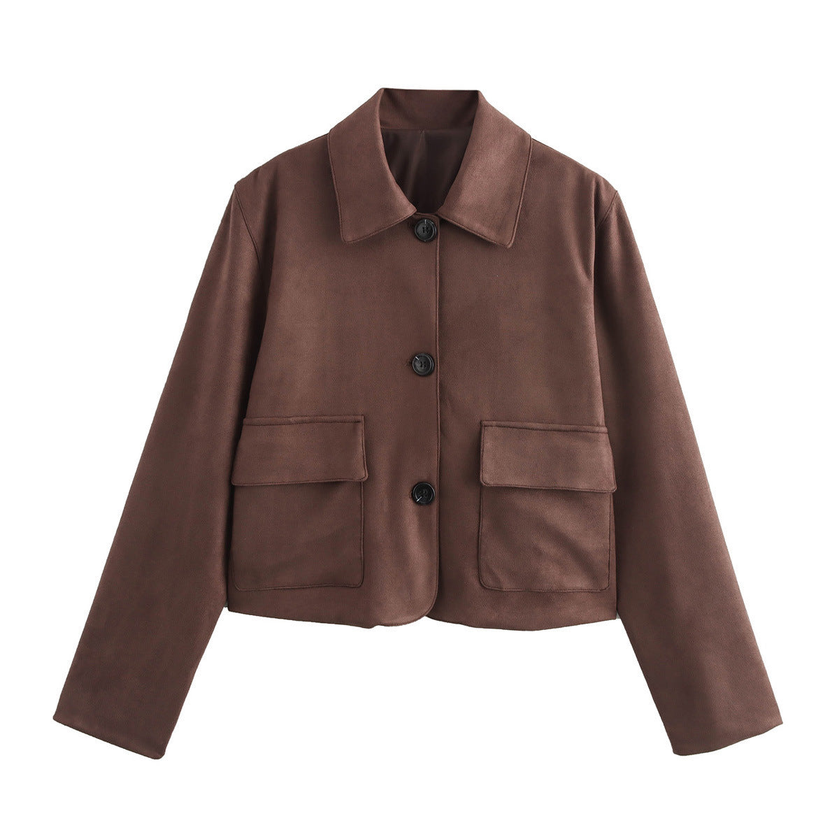 Strukturierte Wildlederjacke für Damen mit Kragen und Taschen von berg-feldt