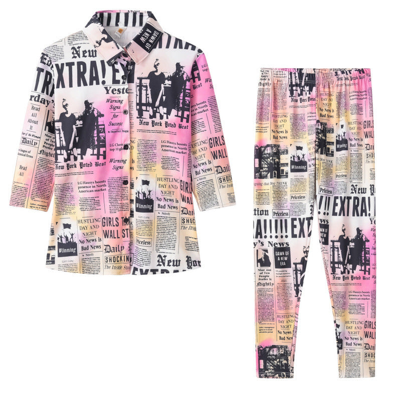 Women's Newspaper Print Pajama Set berg-feldt