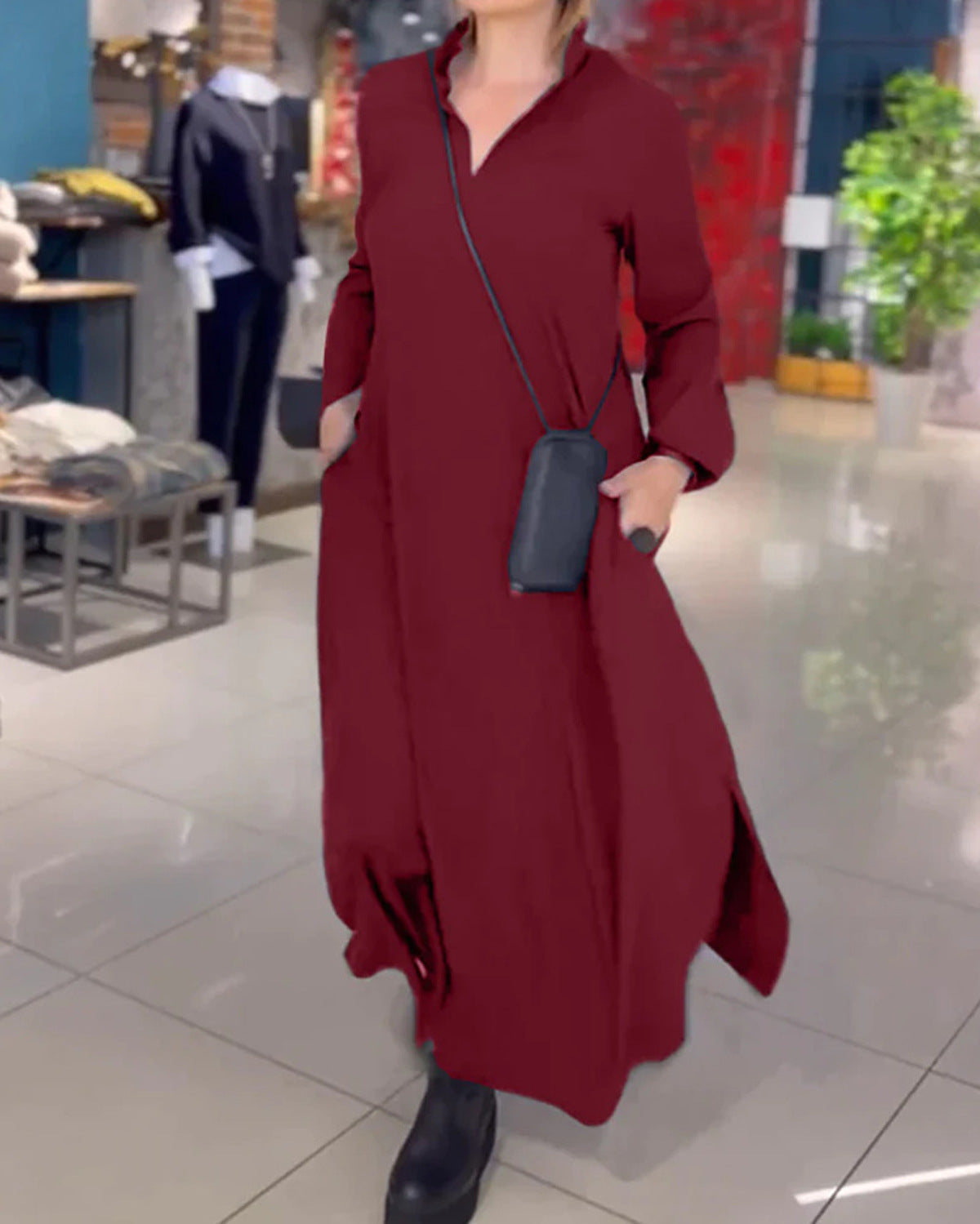 Robe midi élégante pour femme avec col et poches de berg-feldt