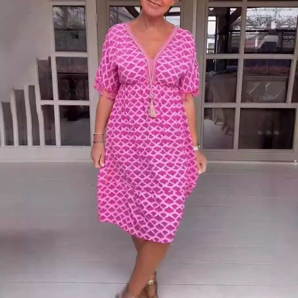 Robe d'été pour femme : décontractée, avec jupe évasée et franges délicates de berg-feldt