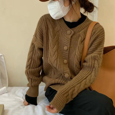 Cardigan femme en grosse maille avec fermeture boutonnée et élégant motif torsadé Berg-Feldt