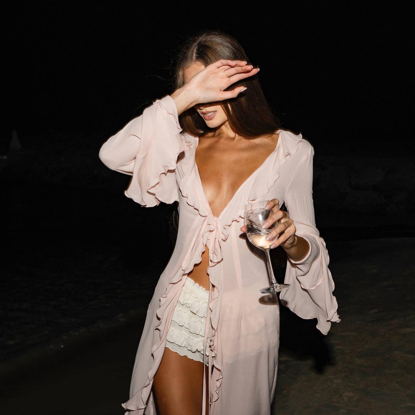 Eleganter Damen Strandkaftan mit offenem Vorderteil von Berg-Feldt