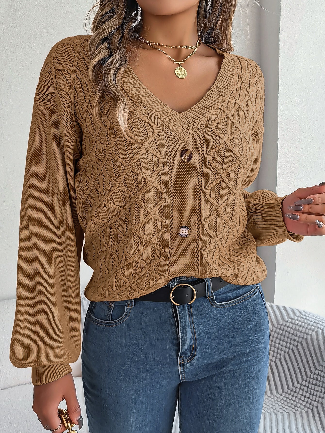 Cardigan femme Berg-Feldt torsadé avec boutons