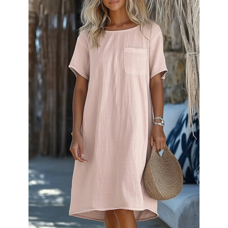 Robe col rond en coton et lin par Fudus