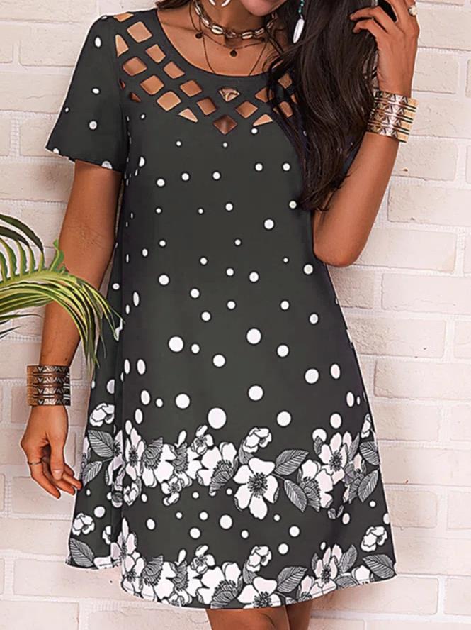 A-Linie Damenkleid mit floralem Print und Ausschnitt von berg-feldt