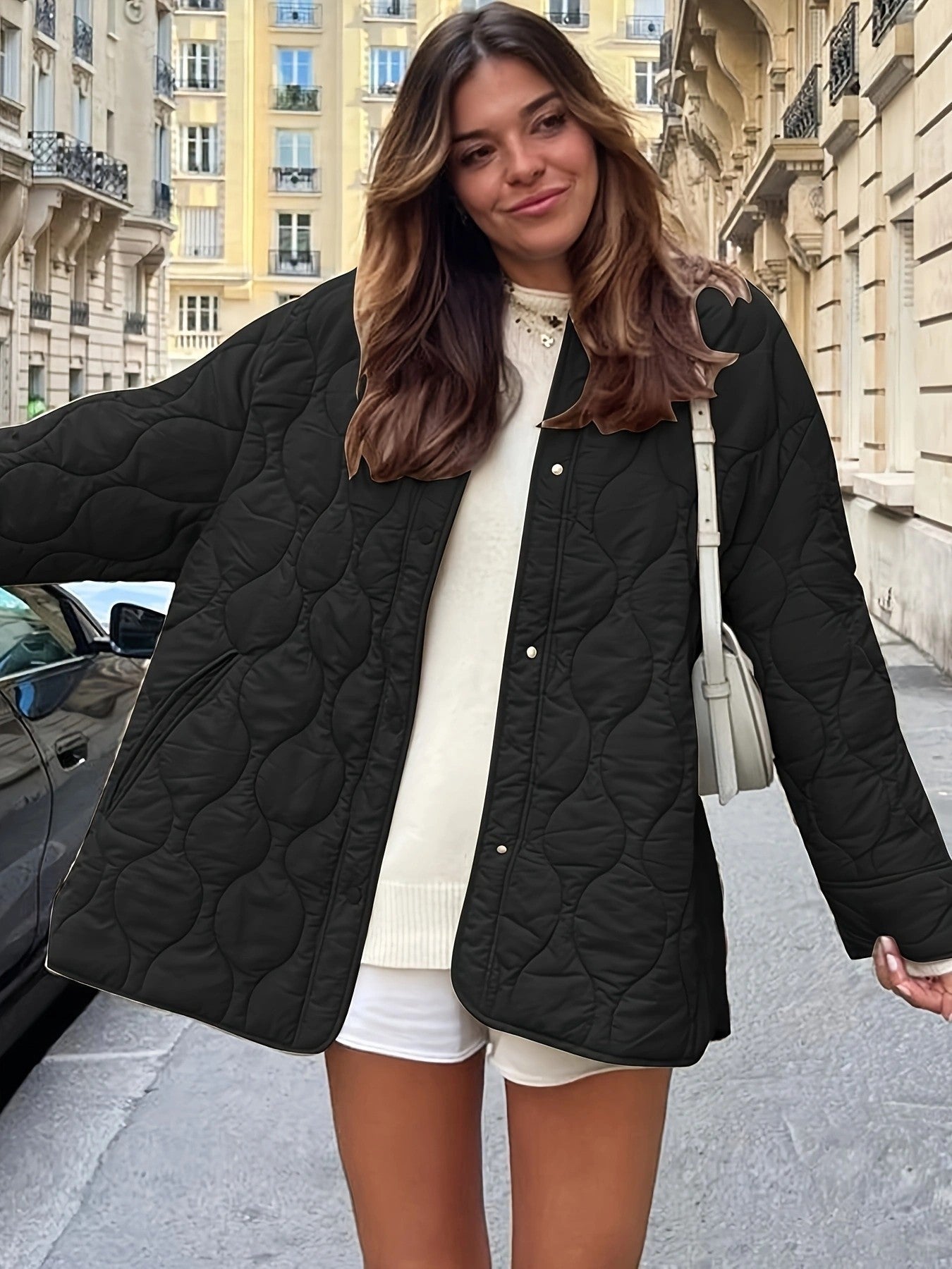 Damen Steppjacke mit großen Taschen und Rundhalsausschnitt Berg-Feldt