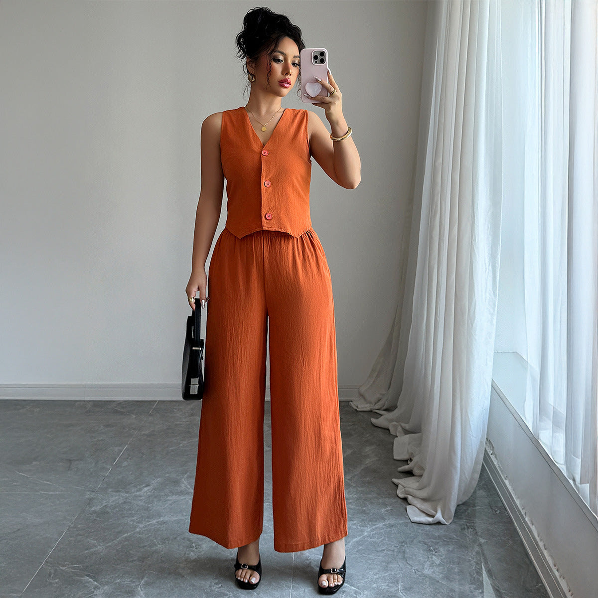 Wickel-Overall Damen Set mit weitem Bein und Knöpfen von berg-feldt