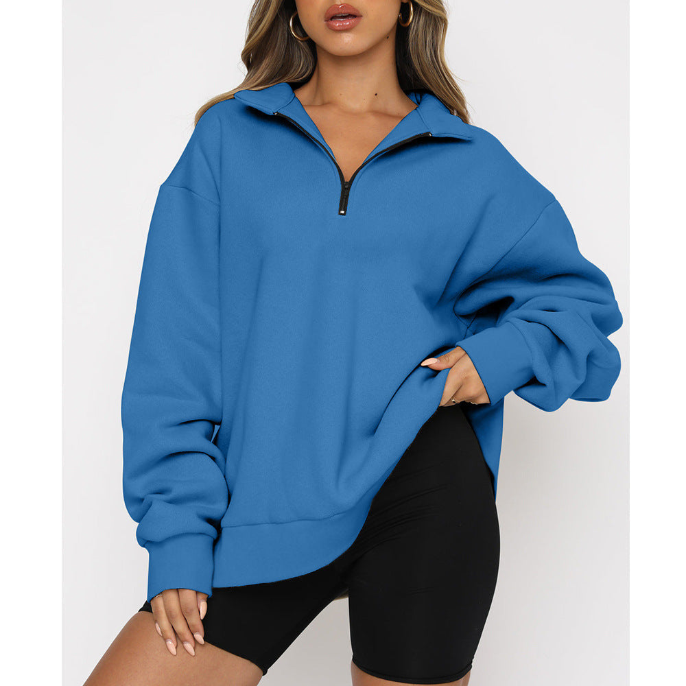 Bequemer Damen-Pullover mit Reißverschluss, Oversized, berg-feldt