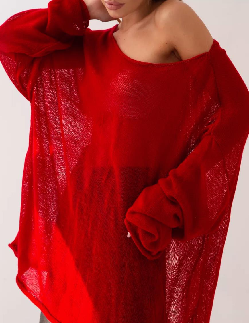 Pull ample pour femme Berg-Feldt en maille aérée, coupe large et tissu transparent