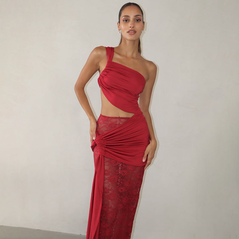 Asymmetrisches Cocktailkleid für Damen mit Raffungen und Cut-outs von berg-feldt
