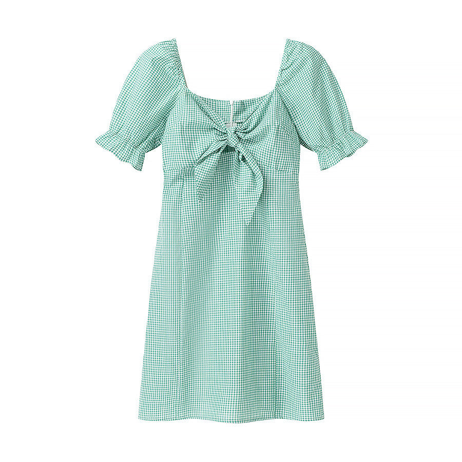 Women's Gingham Tie-Front Mini Dress by berg-feldt