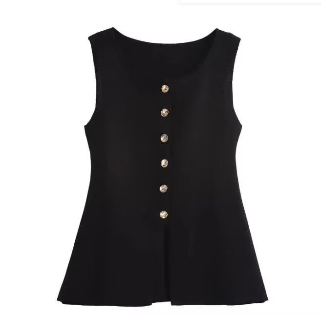 Women's Ribbed Knit Button Tank Top by berg-feldt