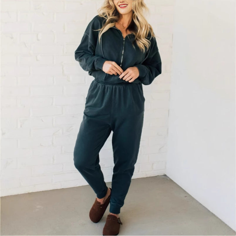 Bequemer Damen Jumpsuit mit kurzem Reißverschluss und elastischem Bund von berg-feldt