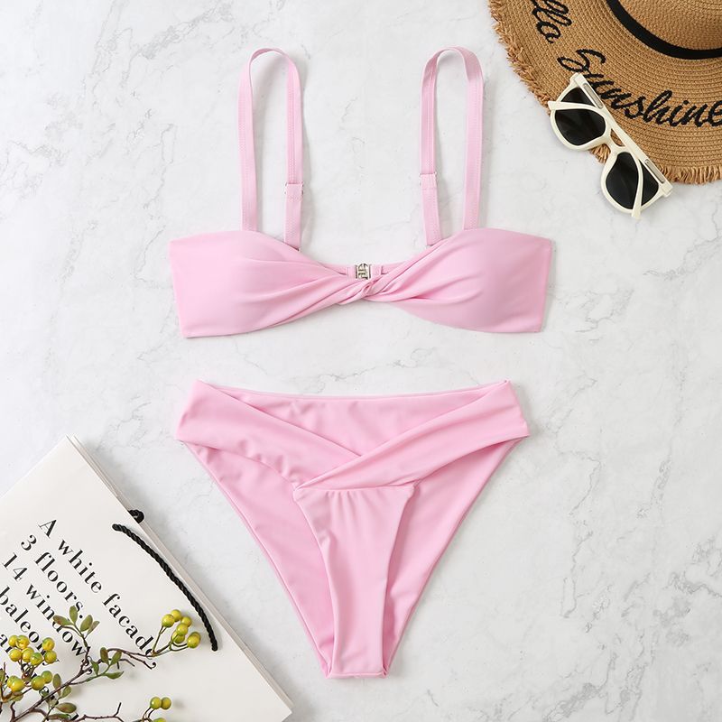 Ensemble de bikini pour femme - Haut torsadé - Motif montagnard