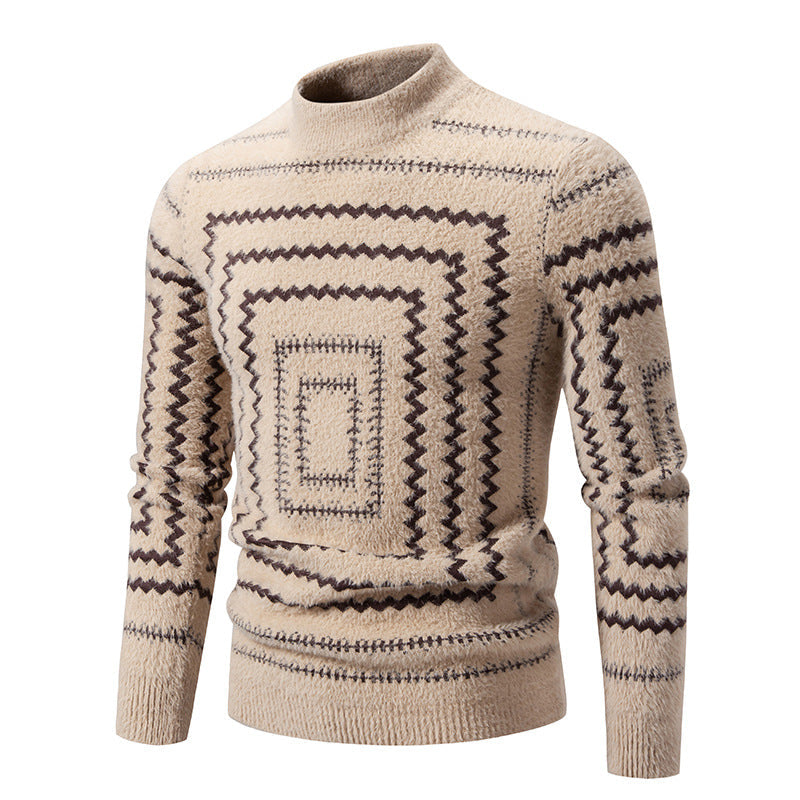 Damen Strickpullover mit geometrischem Muster und hohem Kragen Berg-Feldt
