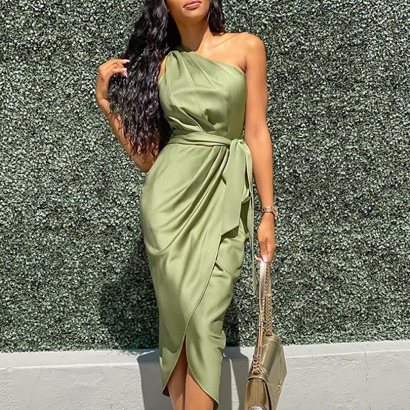 Asymmetrisches Midi-Kleid für Damen mit Taillengürtel von berg-feldt