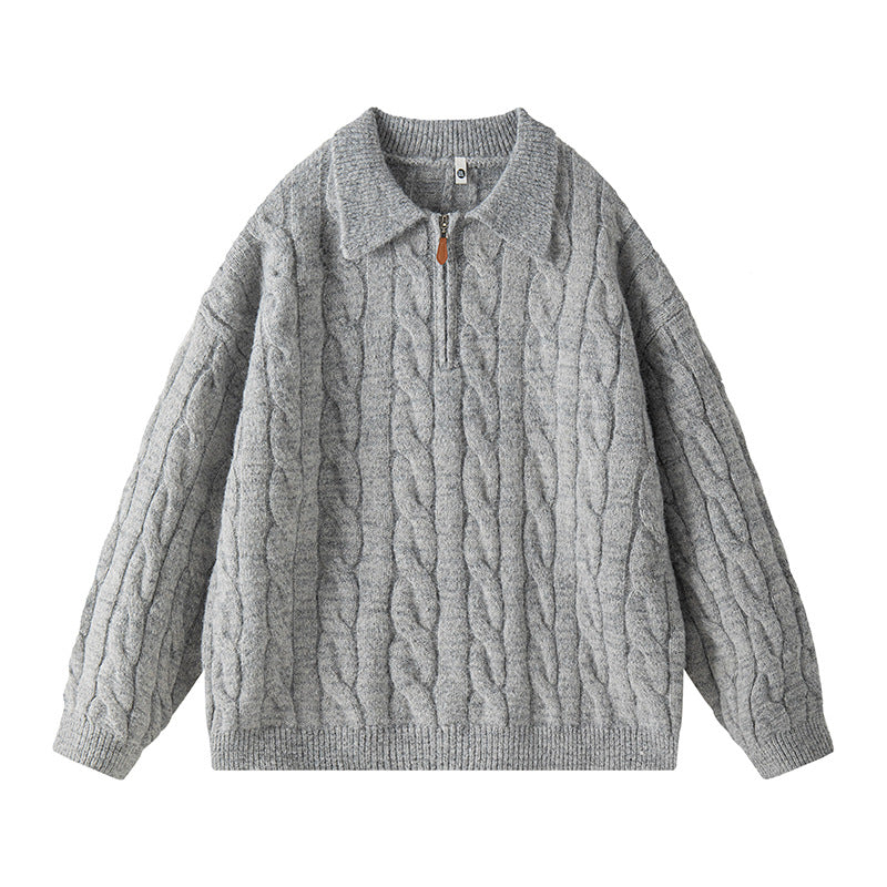 Pull en tricot de qualité pour femme avec fermeture éclair courte et col classique Berg-Feldt