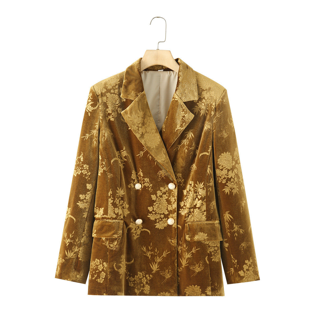 Women's Velvet Blazer with Reverse Collar and Flowers by berg-feldt