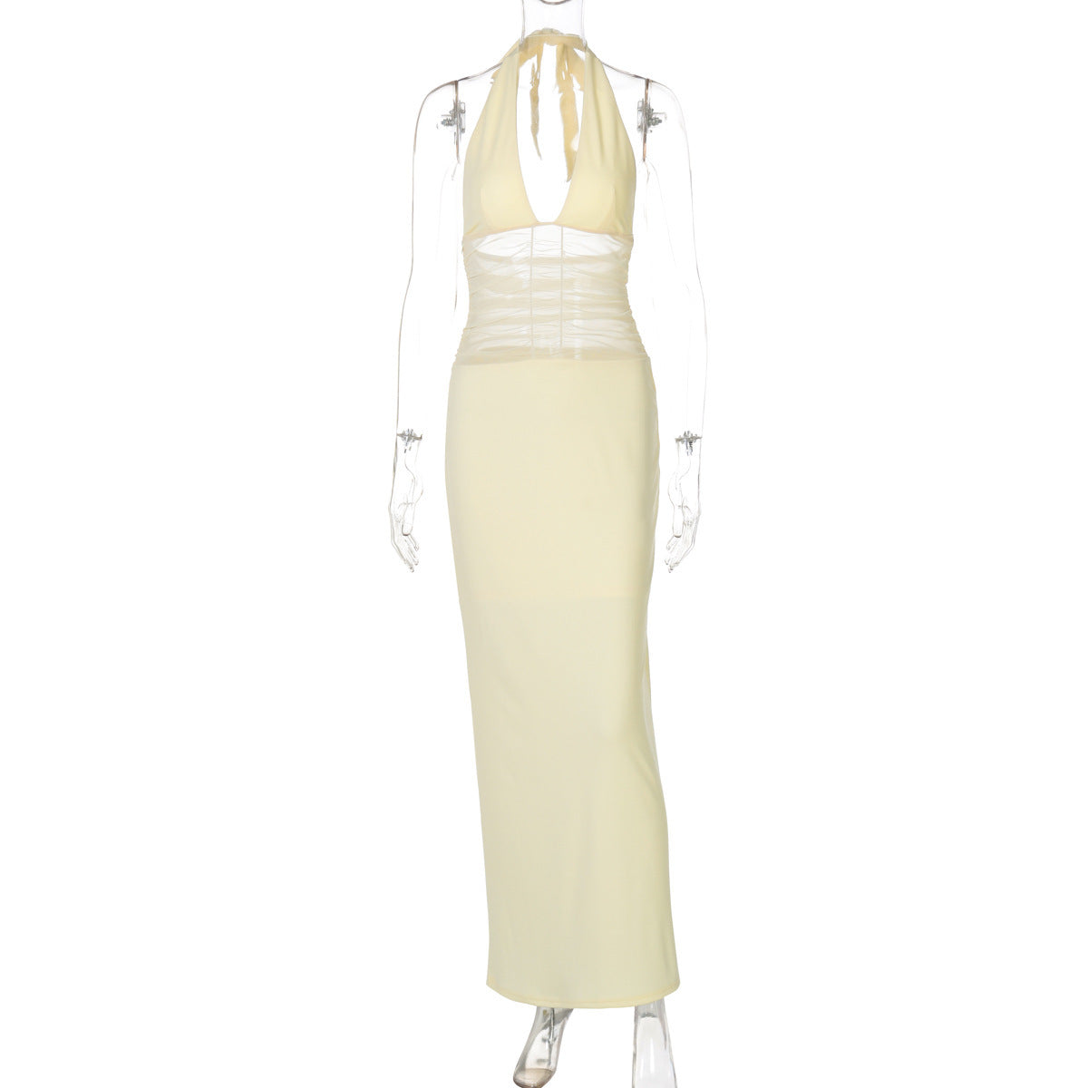 Robe longue élégante pour femme avec décolleté plongeant et empiècements transparents de berg-feldt