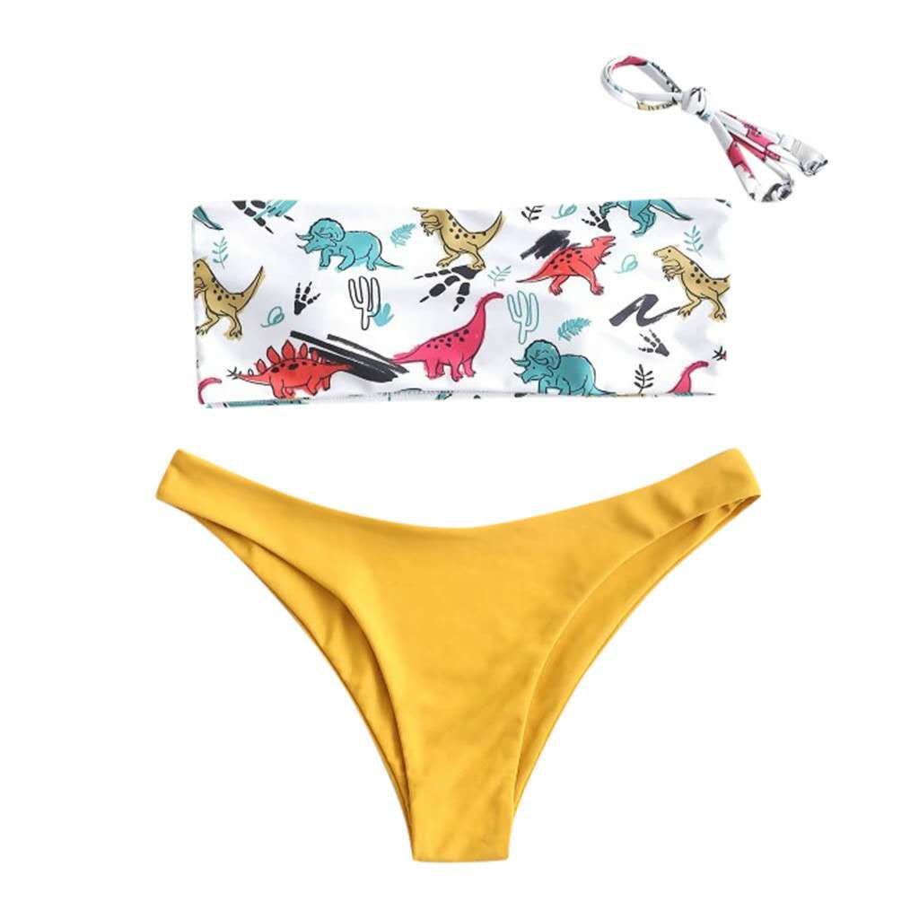 Women's Dinosaur Print Bandeau Bikini Set berg-feldt