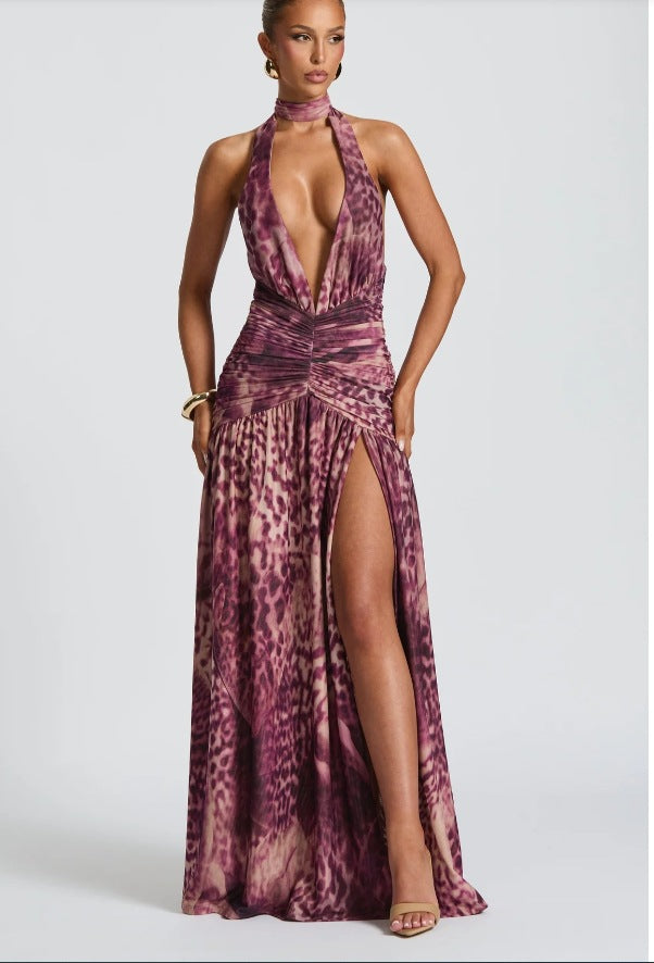 Women's Halter Neck High-Slit Evening Gown berg-feldt