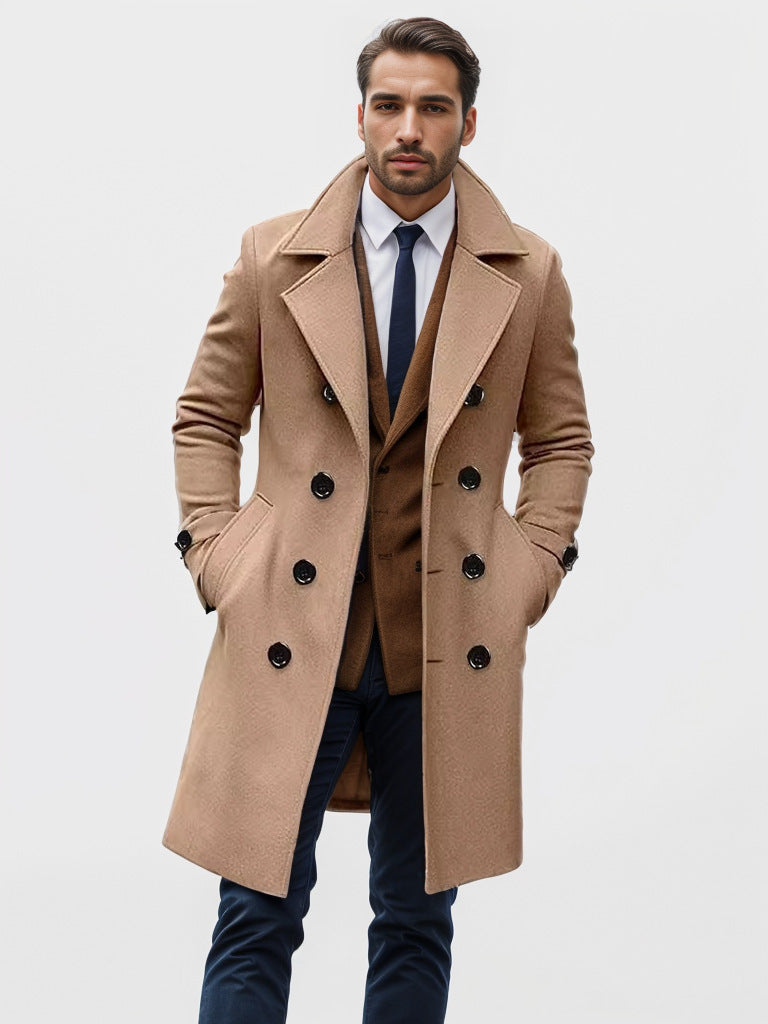 Herren eleganter Wolltrenchcoat mit doppelter Knopfleiste Berg-Feldt