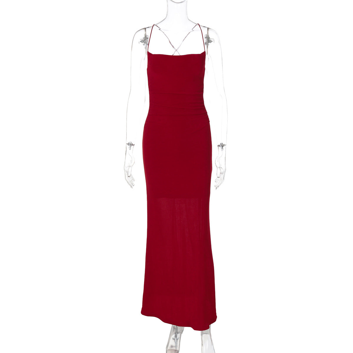 Robe longue moulante à épaules dénudées et fines bretelles de berg-feldt