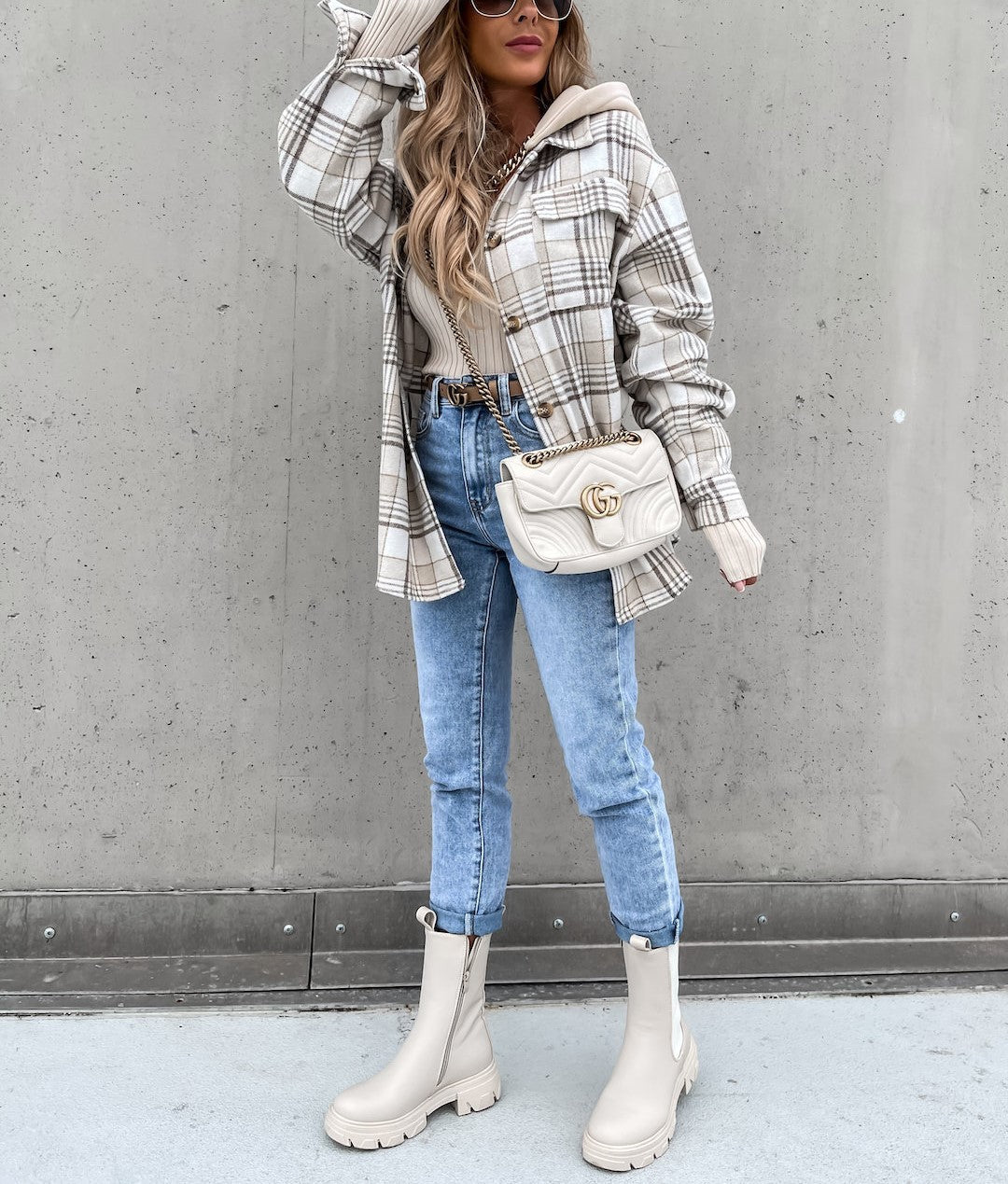 Berg-Feldt | Street Style Chic karierte Jacke mit Kapuze