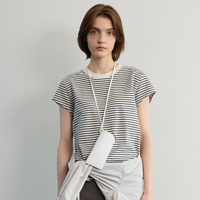 T-shirt femme Berg-Feldt à rayures et col côtelé