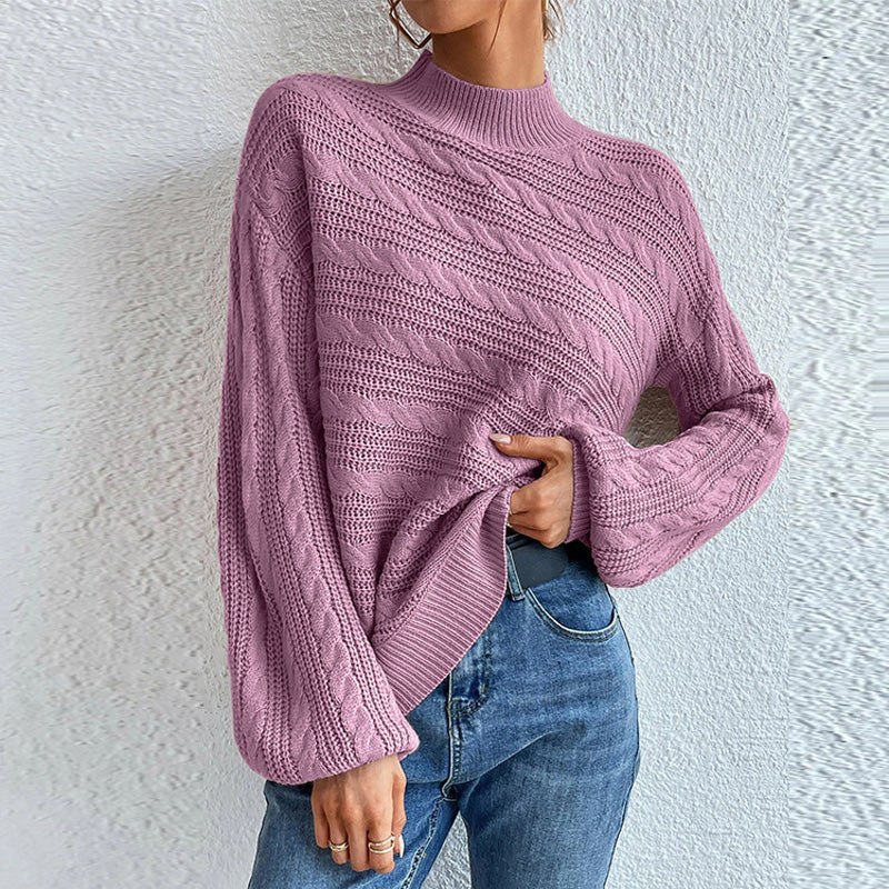 Berg-Feldt | Einfarbiger Strickpullover mit Lockeren Ärmeln