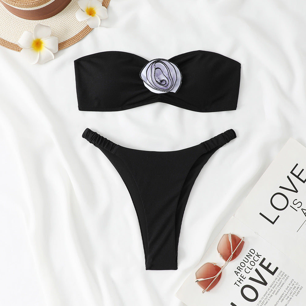 Berg-Feldt Haut de Bikini Bandeau à Motif Floral pour Femmes