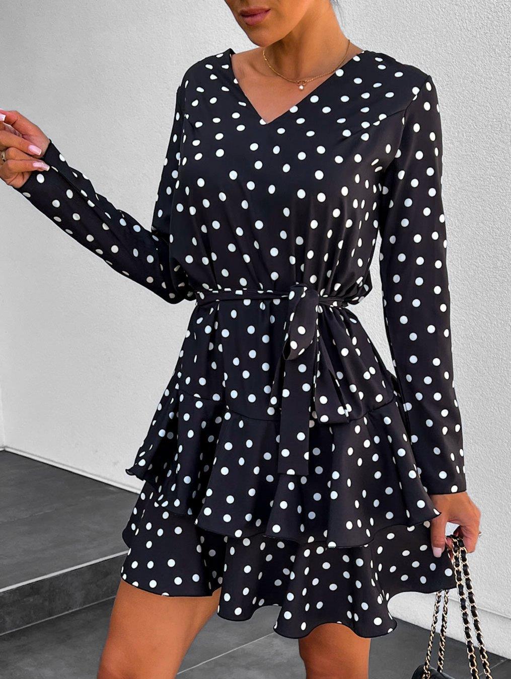Wickelkleid für Damen mit Polka Dots und Taillengürtel von berg-feldt