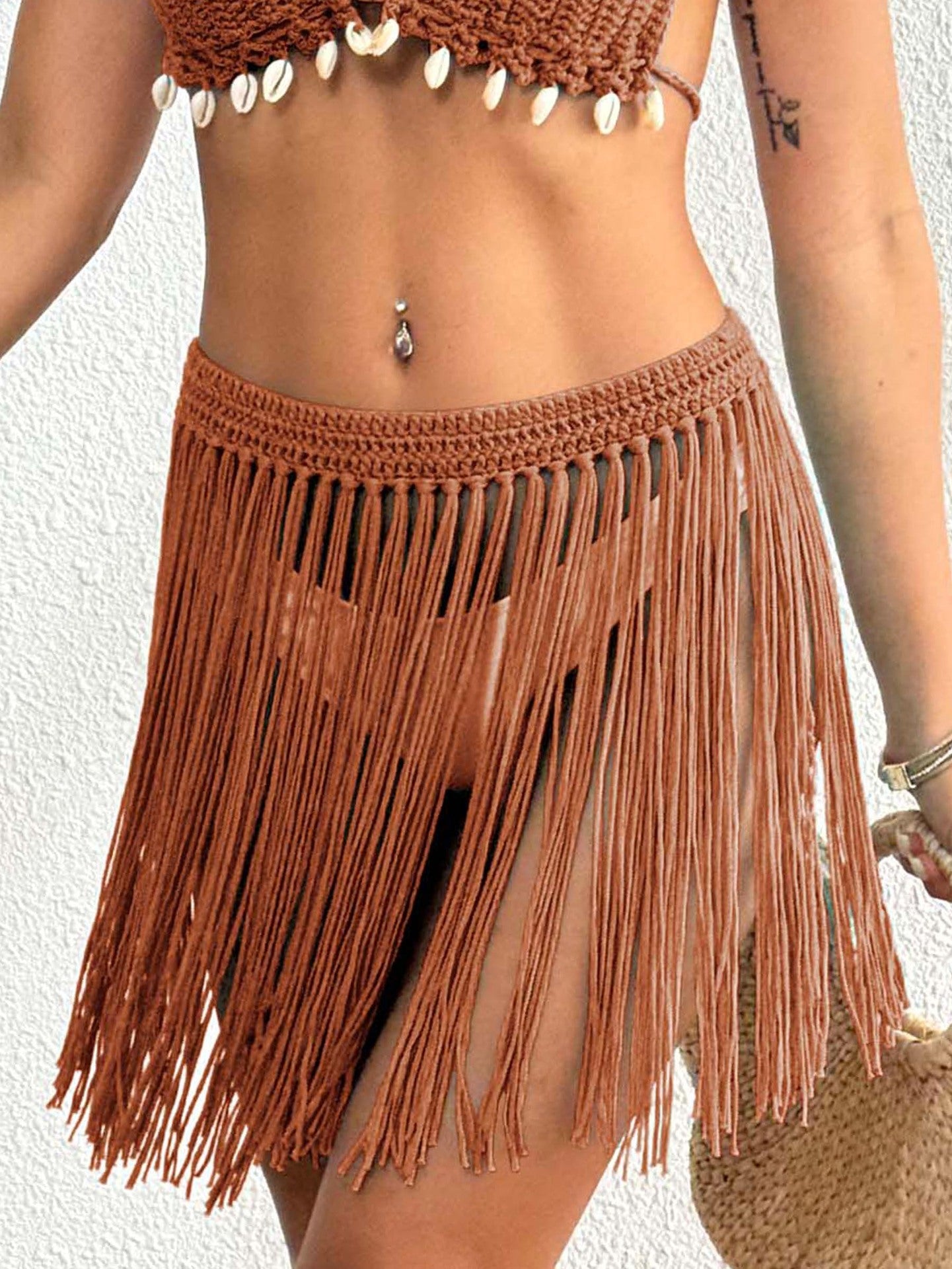 Women's Crochet Fringe Beach Sarong Wrap