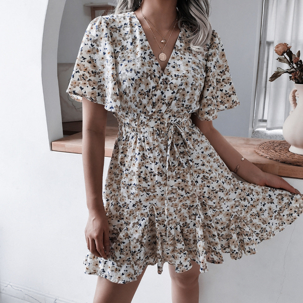 Wickelkleid für Damen mit Rüschenärmeln und Gummizug im Bund von berg-feldt