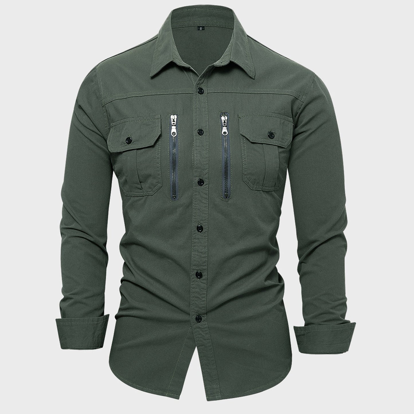 Chemise en coton pour homme avec fermeture éclair et poches poitrine Berg-Feldt