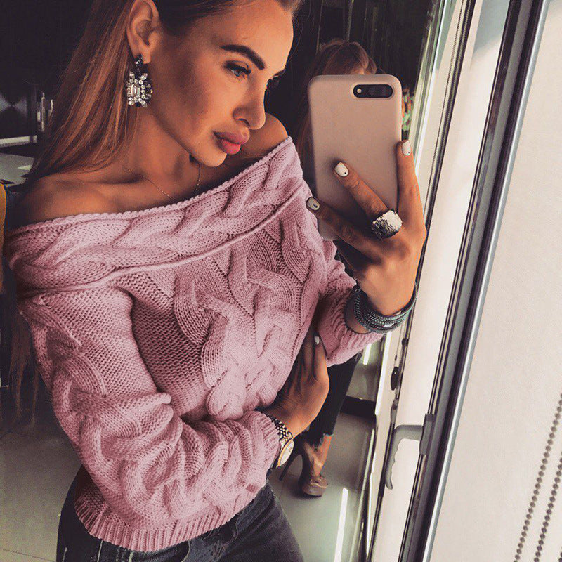 Pull en maille pour femme avec motif torsadé moderne et épaules dénudées Berg-Feldt