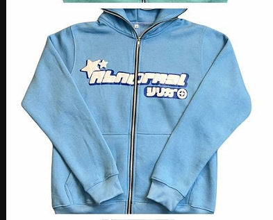Herren Hoodie mit Berg-Feld-Druck und Reißverschluss für die Freizeit