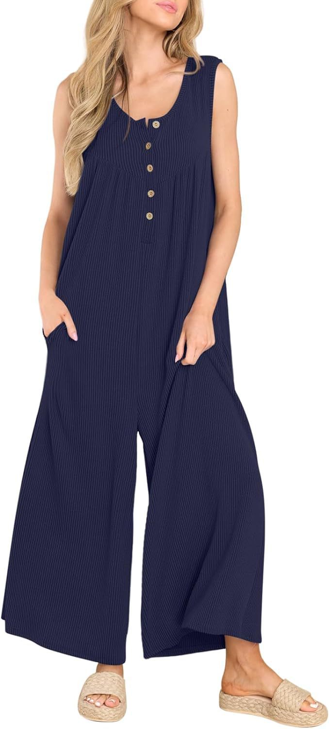 Elegantes, bequemes Damen-Jumpsuit mit Knöpfen und weiten Hosenbeinen von berg-feldt