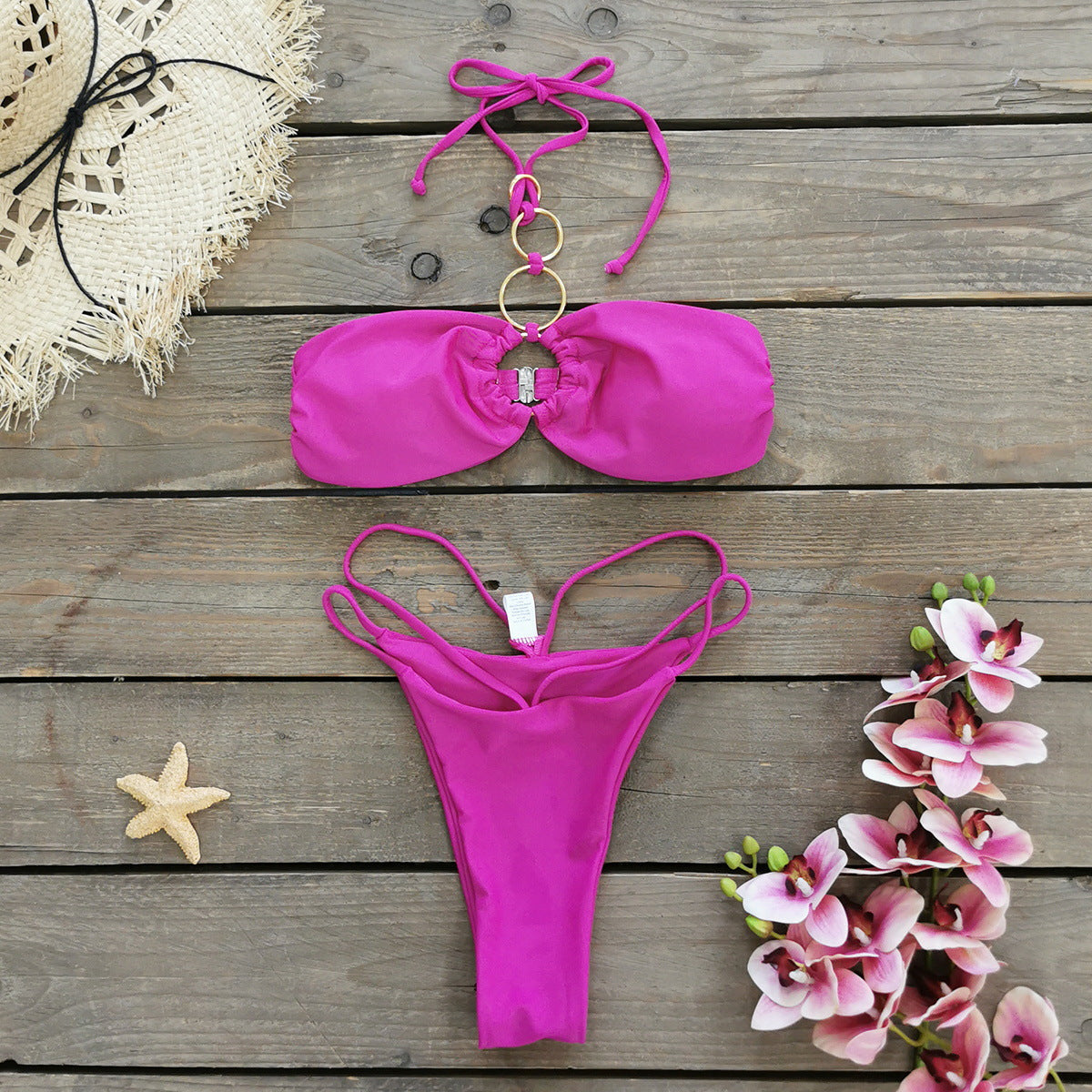 Haut de bikini bandeau et maillot de bain avec détail anneau pour femme de berg-feldt