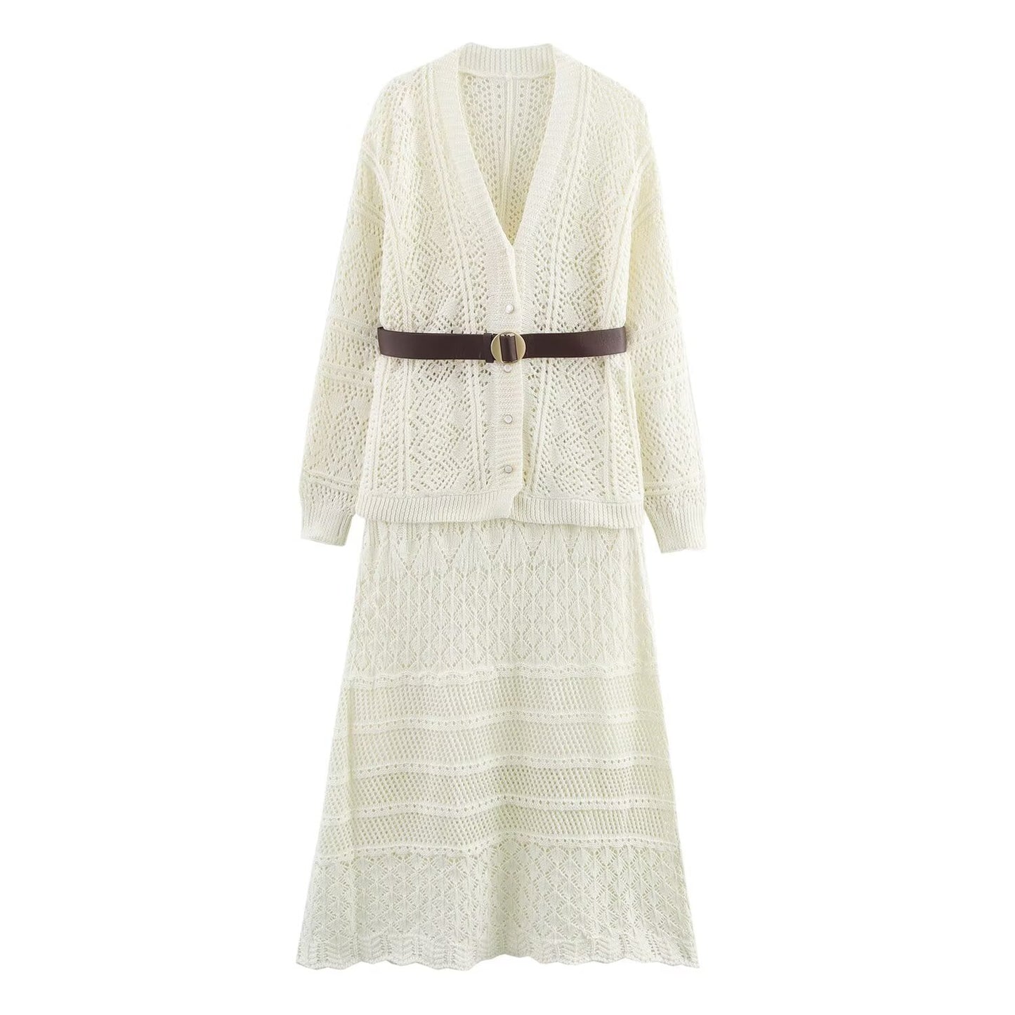 Women's Cable Knit Cardigan and Maxi Dress Set by berg-feldt