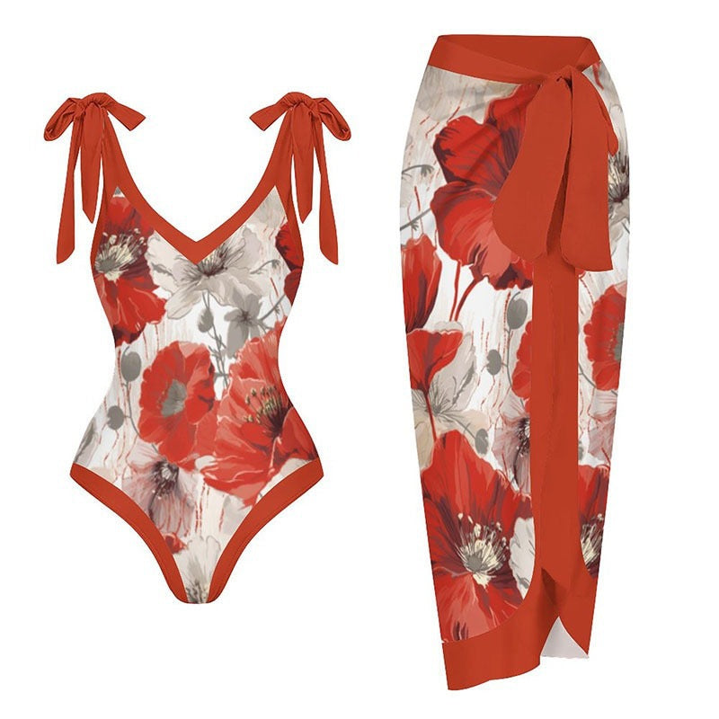 Women's Wrap-Style One-Piece Swimsuit with Matching Sarong by berg-feldt