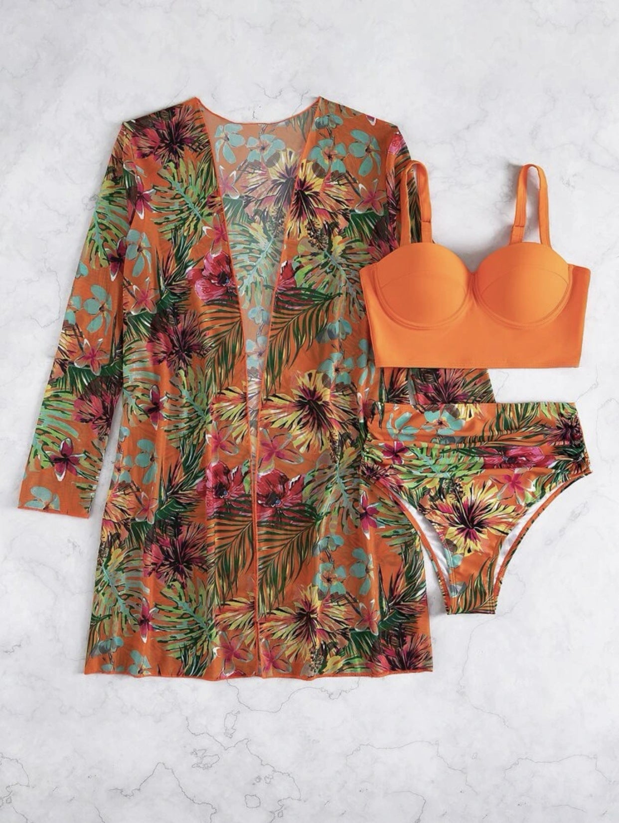 Women's Floral Print Swim Cover-Up and Bikini Set by berg-feldt