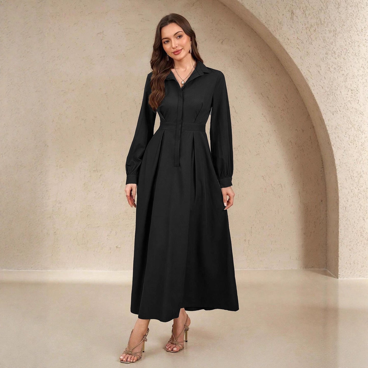 Damen Robe chemisier élégante avec jupe évasée et poches pratiques Berg-Feldt