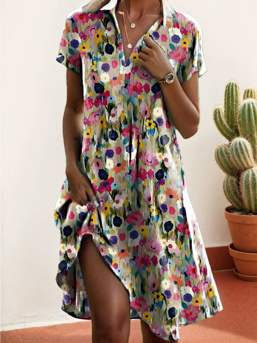 Asymmetrisches Damenkleid mit Knopfleiste und Blumenmuster von berg-feldt