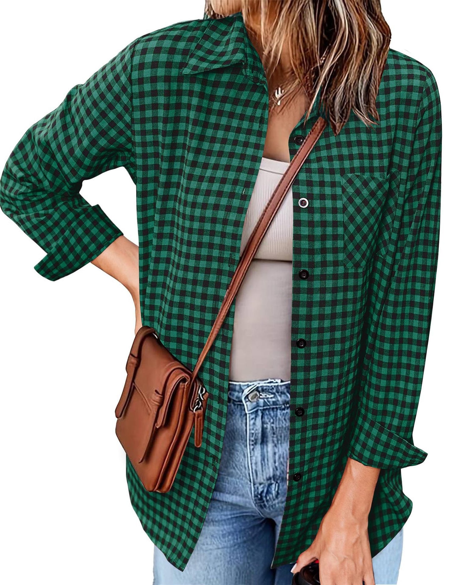 Women's Gingham Check Button-Down Shirt by berg-feldt